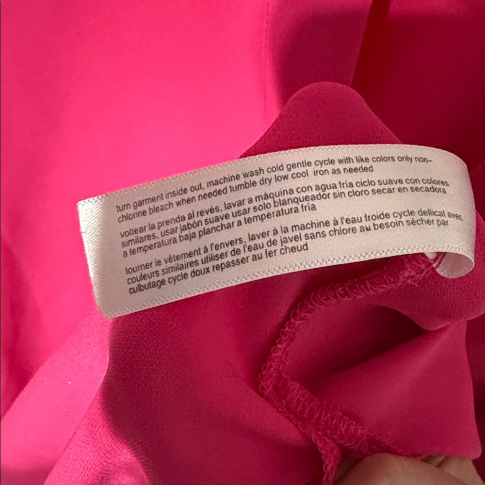 Eloquii Hot Pink Long Sleeve Blouse V-Neck Roll Tab Sleeves Size 16 - Picture 3 of 10